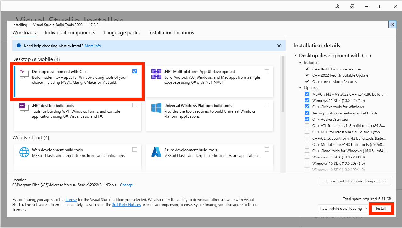 VS Build Tools Installer Screenshot